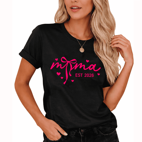 Personalized MAMA T-Shirt, Retro Checkerboard Chess Design, Custom EST 2026, Unique Gift for Moms, Casual Short Sleeve Tee