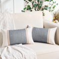 thumbnail image 3 of czcpp-Patchwork Linen Pillow Covers 12x20 Inch White Beige Grey Boho Farmhouse​ ​Linen and Polyester Couch Throw Cushion for Bed Accent Decorative Pillowcase Modern Sofa Living Room Home Decor Pack o, 3 of 4