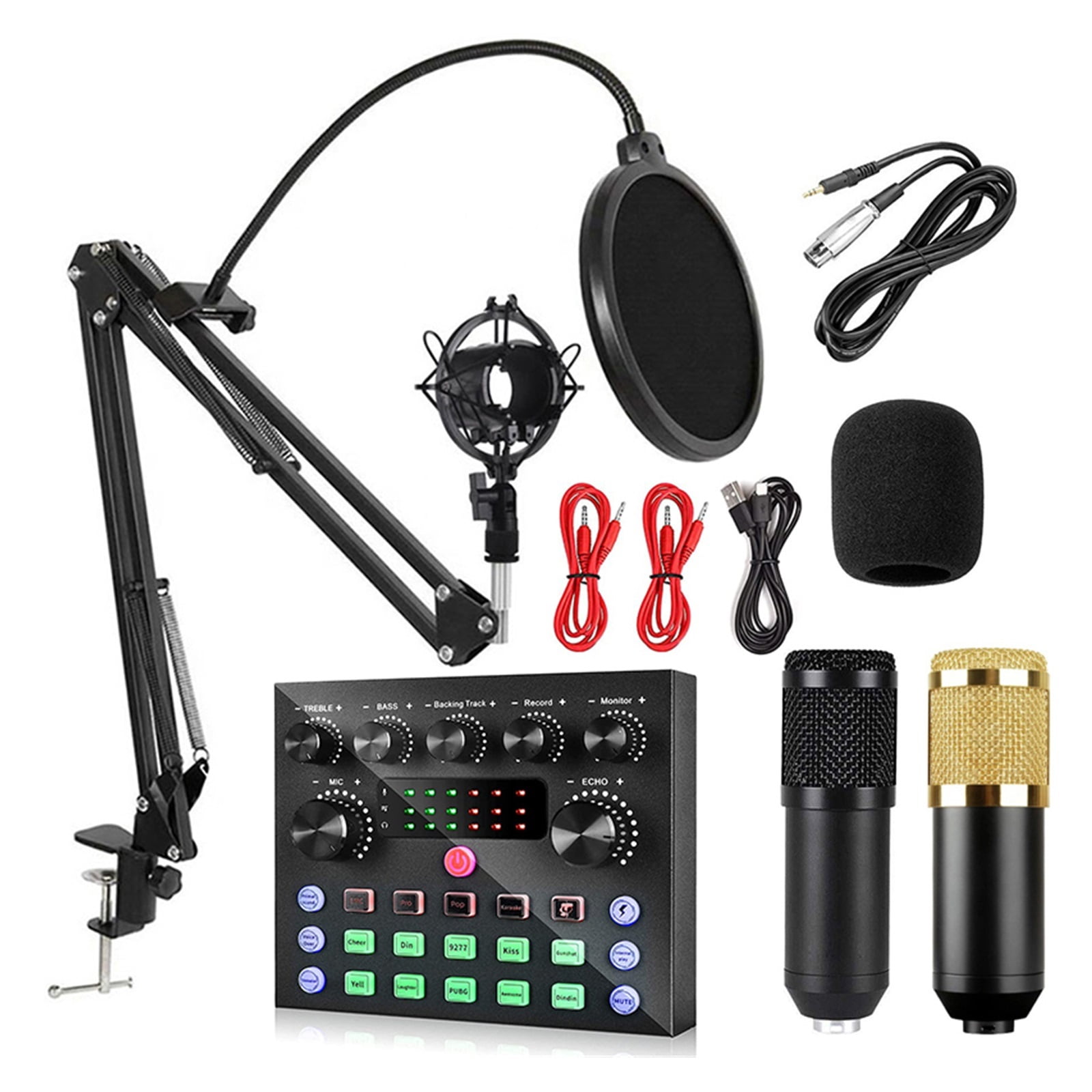 Condenser Microphone with V8S Live Sound Card(Optional)for Live Streaming,Singing,Gaming
