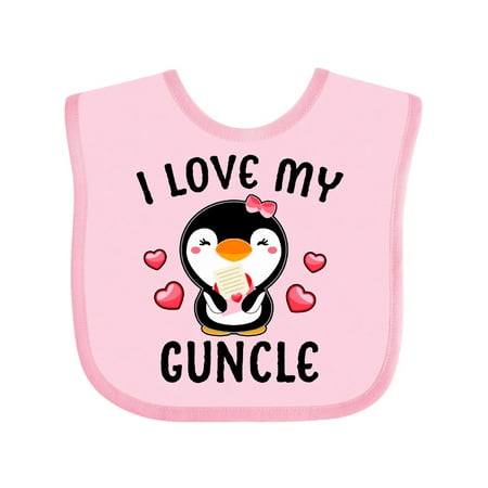 

Inktastic I Love My Guncle with Cute Penguin and Hearts Gift Baby Girl Bib