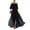 Black, variant on Women's Off The Shoulder Maxi Dress, Sexy Pleated Chiffon Evening Gown with High Slit, Elegant Puff Sleeve Formal Party Dress
