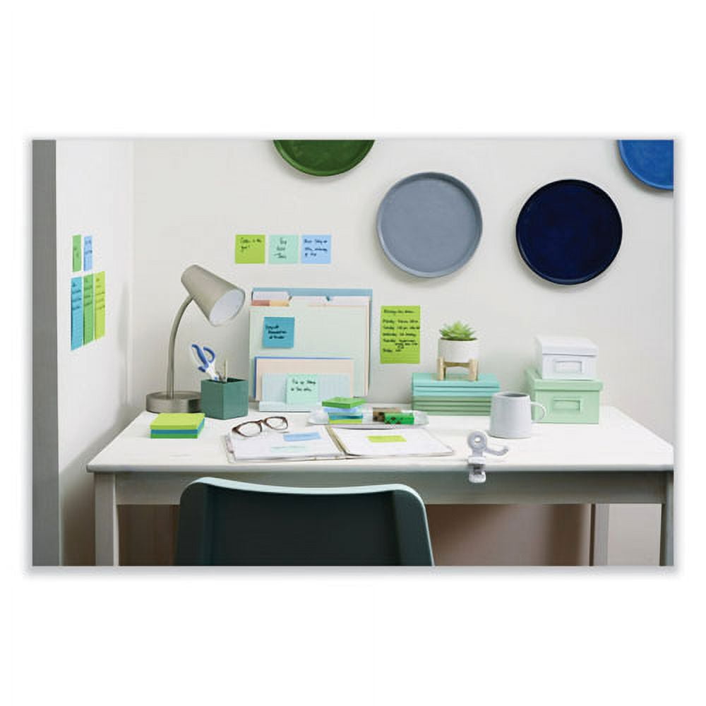 100% recycled paper super sticky notes, 3" x 3", oasis, 70 sheets/pad, 6 pads/pack | Bundle of 10 Packs