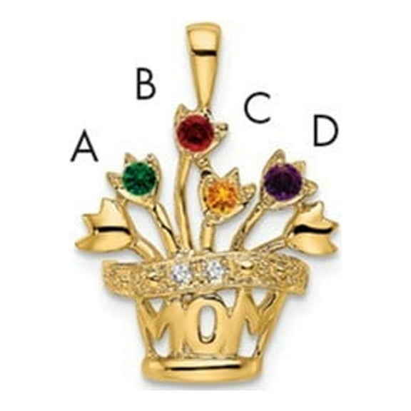 Auriga 14k Yellow Gold 2mm Diamond MOM Pendant for Women(L- 22mm, W- 16mm)