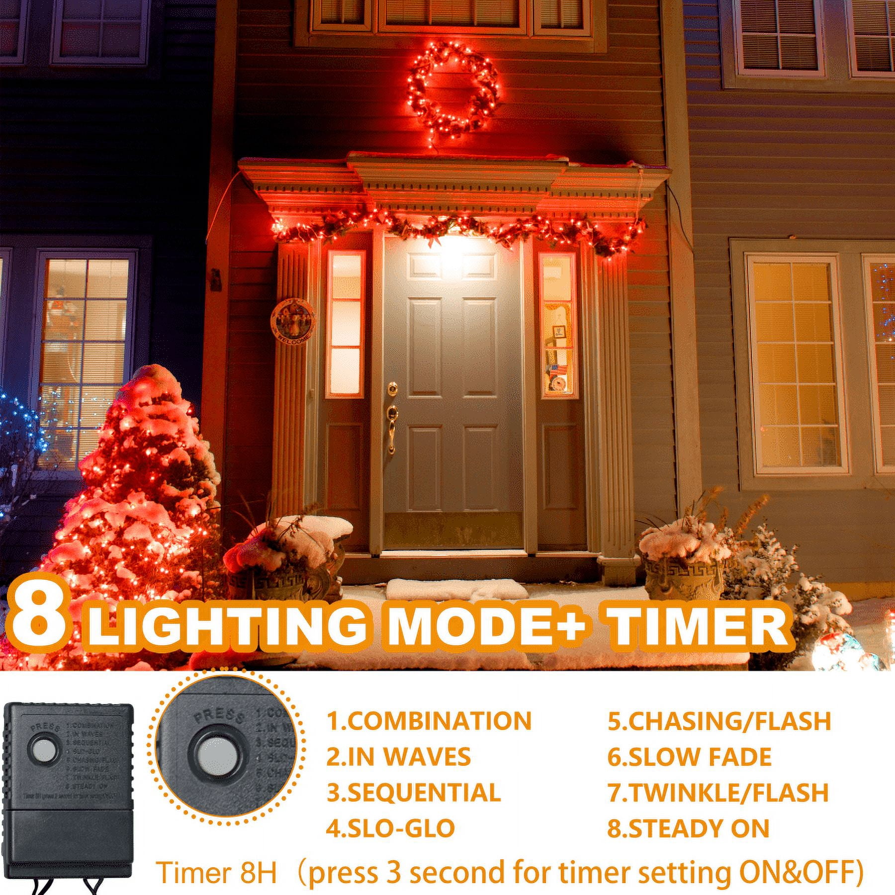 750 LED String Lights Cluster Lights - 41ft Red Green Wire Outdoor Waterproof Lights, Plug in Indoor String Lights with 8 Modes & Timer Memory for Xmas, Christmas Tree