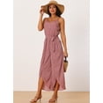 thumbnail image 2 of DARING DIVA Women's Summer Spaghetti Straps Sleeveless V Neck Jumpsuit L Dark Pink, 2 of 6