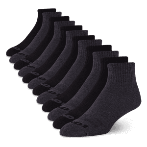 AND1 Men's Cushion Quarter Socks, 12-Pack, Gray