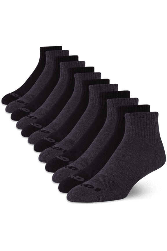 Men's Socks, Cushion Quarter Socks, 12 Pack