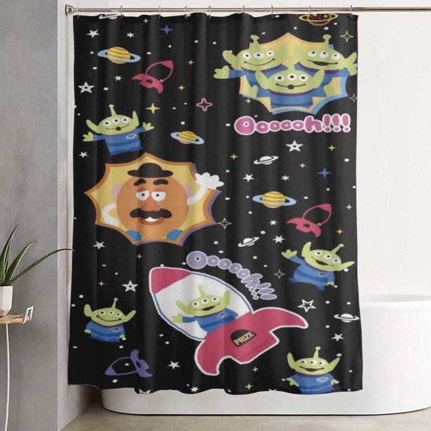 Cortina de ducha de Toy Story con dibujos animados, cortinas de ducha para baño con 12 ganchos, impermeable, lavable, poliéster, juego de decoración para el baño, 60 x 72 pulgadas, hierro