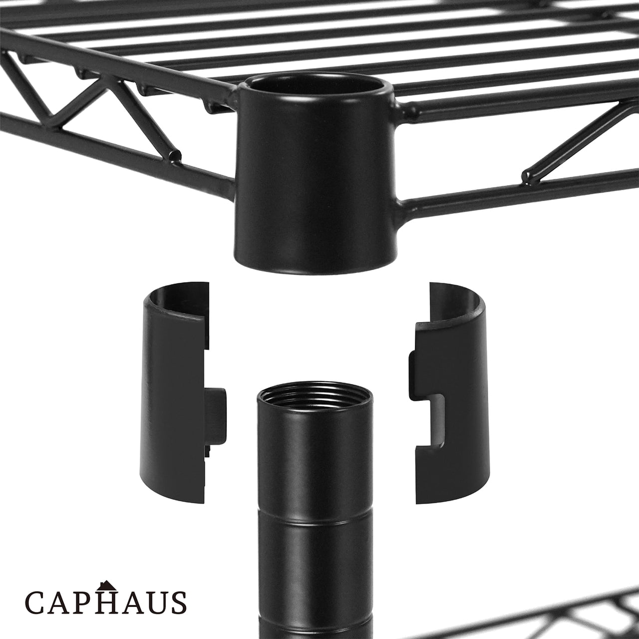 CAPHAUS 4-Tier Commercial Grade Heavy Duty Adjustable Height Wire Shelving w/ Wheels & Leveling Feet, Storage Metal Steel Shelf, Garage Shelving Storage, Utility Wire Rack Storage Shelving Unit