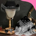 thumbnail image 5 of Cowboy Hat, Comdrip Women's Hat Elegant and Light Tassel Cowboy Hat Heart Sunglasses Tassel Scarf Decoration Three Piece Set Cow Girl Hat Black One Size, 5 of 5