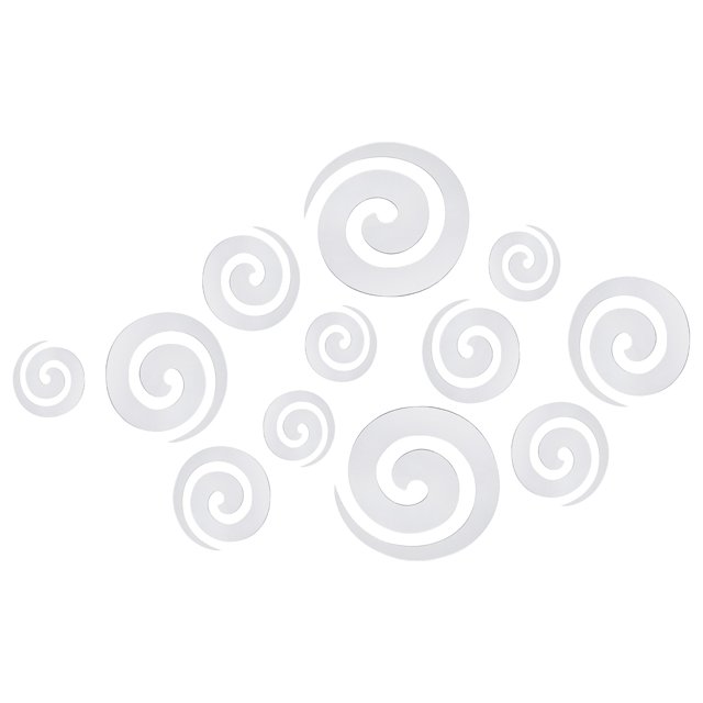 Acrílico Espejo Pegatinas de pared, 12uds en 1 Juego Auto Adhesivo Redondo Espiral Forma Removible Pared Calcomanías para Hogar Habitación Oficina DIY Decoración, Plata