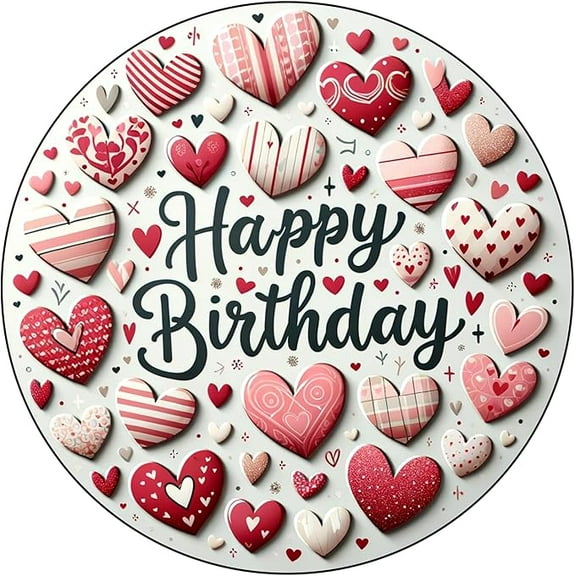 7.5x Inch Edible Cake Toppers – heart Themed Birthday Party Collection of Edible Cake Decorations