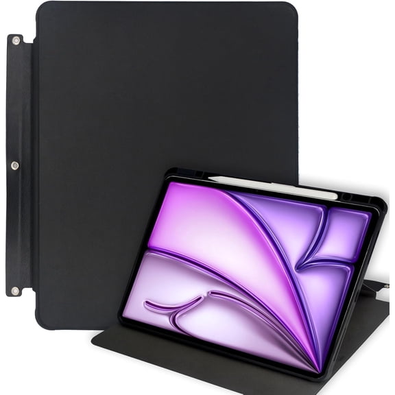 Rotating iPad Case with 3-Ring Binder Holes fit for A4-Size Binder, 360 Degree Rotating Stand Cover with Pencil Holder for iPad Air 13-inch (M3) 2025/(M2) 2024