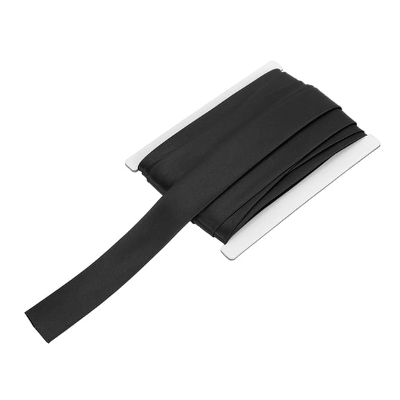 Uxcell Double Fold Bias Tape for Sewing 3/4 Inch x 6 Yards Satin Pre-fold Continuous Binding Tape for Seaming Quilting Hemming Binding DIY Crafts, Black