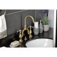 thumbnail image 4 of Kingston Brass KS7997TX French Country Brushed Brass Bridge Bathroom Faucet with Matching Pop-up, 4 of 7