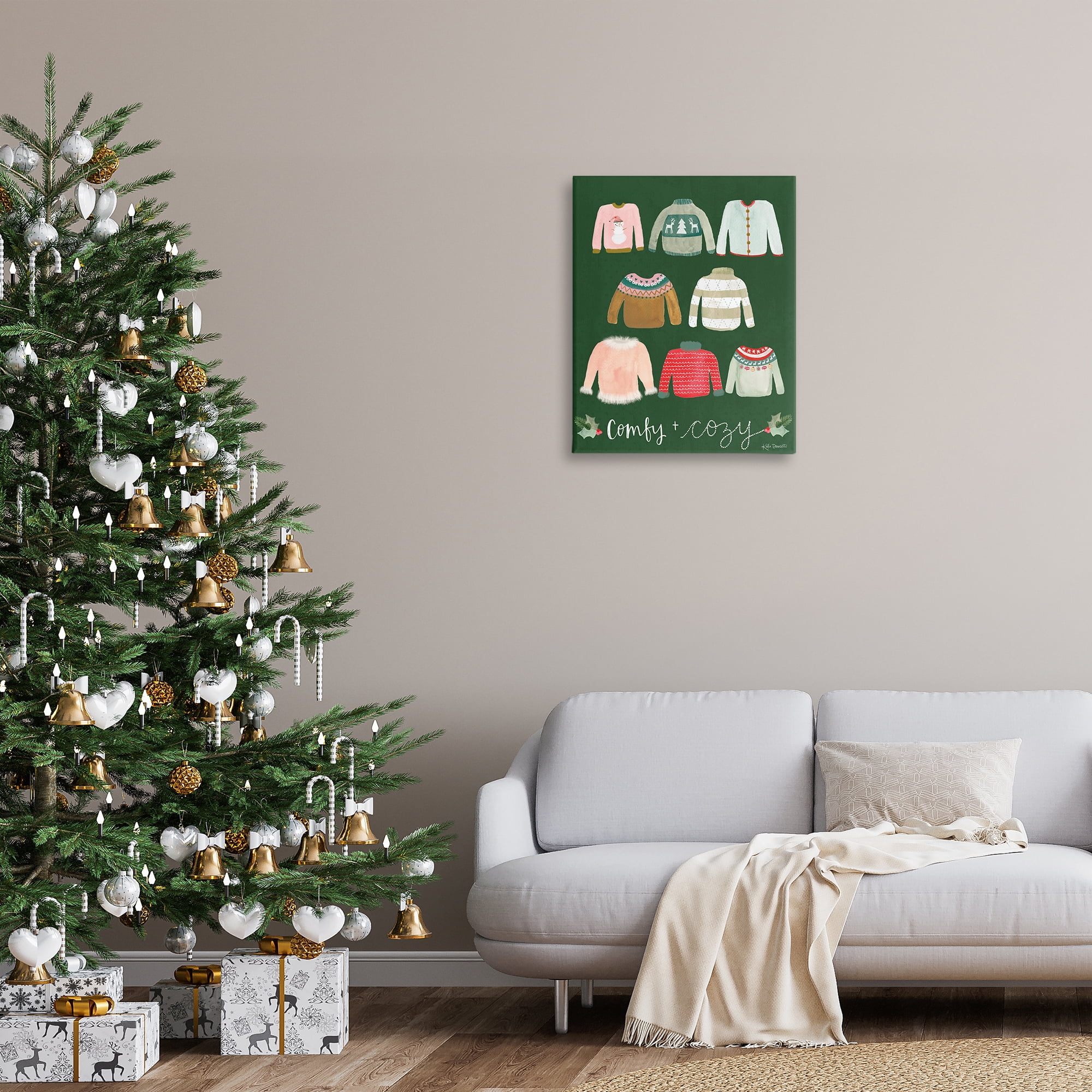 Stupell Industries Comfy & Cozy Sweaters Holiday Painting Gallery Wrapped Canvas Art Print Wall Art, 24 x 30