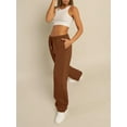 thumbnail image 6 of Women's Casual Joggers Sweatpants Solid Color Drawstring High Waist Wide Leg Trousers, 6 of 9