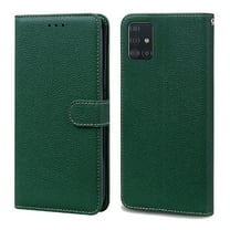 Compatible for Samsung Galaxy A51 5G Wallet Case, Shockproof PU Leather Wrist Strap Flip Case with Kickstand Card Slots Cover for Samsung Galaxy A51 5G 6.5 Inch,Darkgreen