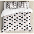 thumbnail image 1 of Cactus Duvet Cover Set Queen Size, Dotted Background with Plants and Many Design Elements Chevrons Lines, Decorative 3 Piece Bedding Set with 2 Pillow Shams, Pale Coral Black White, by Ambesonne, 1 of 3