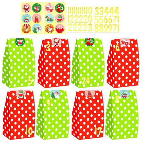 HOT 24Pcs Christmas Bags Holiday Gifts Red Green Candy Buffet Paper for A