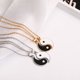 thumbnail image 4 of unids/set Yin Yang Tai Ji colgante collar plata tonos dorados blanco y negro Tiachi rompecabezas gargantilla redonda para pareja de amistad, 4 of 5