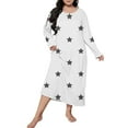 thumbnail image 4 of WCJM Pj Set Plus Size Casual Sleep Dress Women's Plus Heart Print Long Sleeve Round Neck Medium Stretch Loose Nightdress, 4 of 5