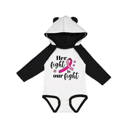 

Inktastic Breast Cancer Awareness Her Fight is our fight Gift Baby Boy or Baby Girl Long Sleeve Bodysuit