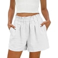 thumbnail image 3 of Axiiglly Cotton Shorts for Women Elastic Waist Breathable Workout Shorts Solid Color Lightweight Outdoor Casual Shorts for Holidays S-3XL, 3 of 10
