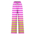 thumbnail image 3 of Pants for Women, Womens Fashionable Striped Printed Drawstring Wide Leg Pants, 3 of 4