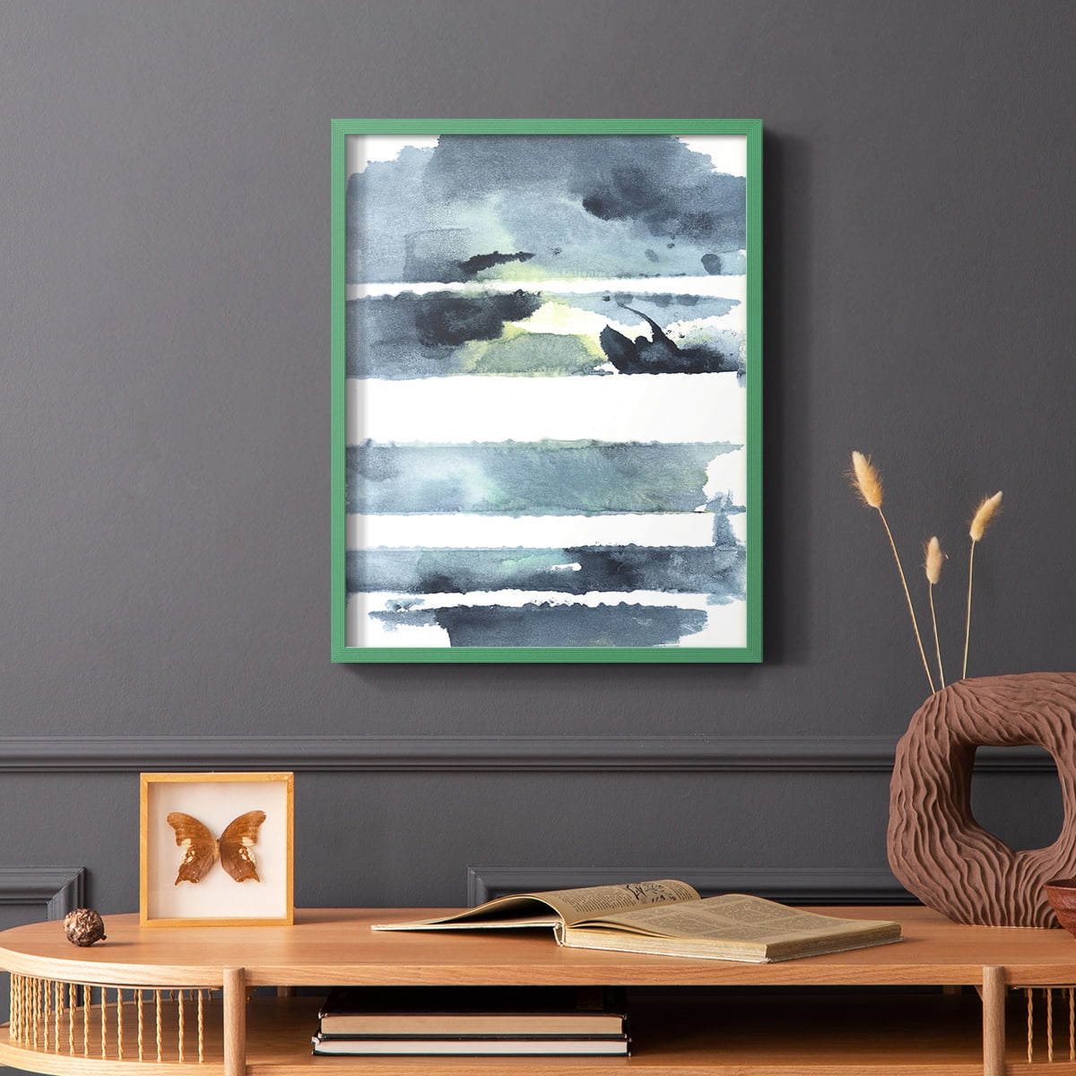 Blue Memories I Framed Print in Green Solid Wood Framed Print No Nail Hanging