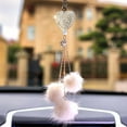 thumbnail image 4 of Fairnull Car Hanging Pendant Sparkling Rhinestone Design with Plush Balls Vivid Color Shiny Visual Effect Decorative Alloy Heart Hanging Car Decoration Bling Charms Gift for Auto, 4 of 11