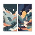 thumbnail image 2 of Designart "Graphic Mountain Trees in Orange and Blue Tones I" Landscape Mountains Wall Art Set Of 2 - Traditional Yellow Wall Decor Set Of 2, 2 of 6