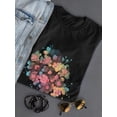 thumbnail image 3 of Smartprints Womens Graphic Tee - Pastel Colored Flowers - Regular Fit 100% Cotton, 3 of 4