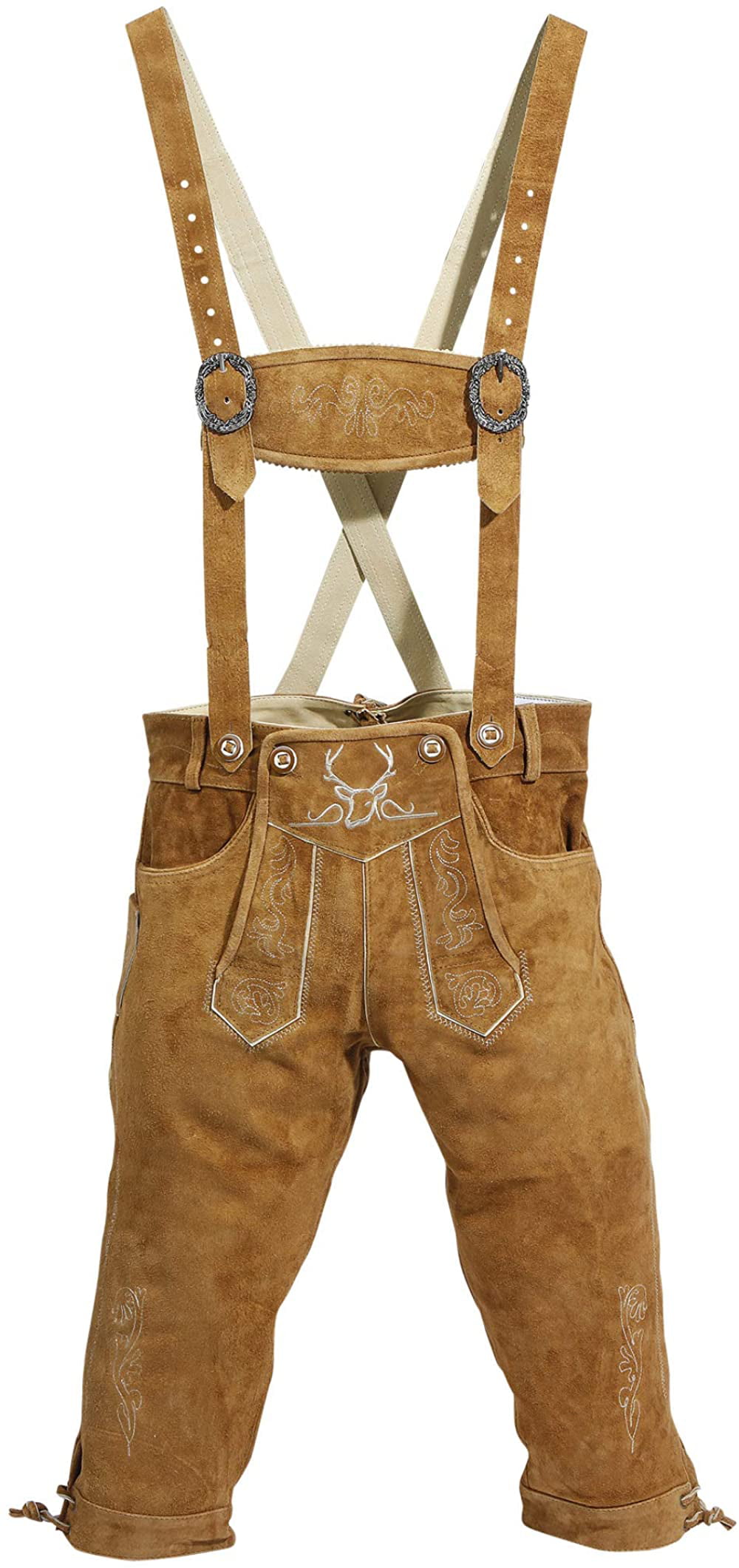 Men,s Brown  Long LEDERHOSEN Real Suede Leather with Matching Suspenders 