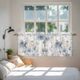 thumbnail image 4 of Blue White Floral Tier Curtains, Botanical Garden Flowers Leaves Light Filtering Kitchen Curtains, 2Pcs Rod Pocket Half Window Treatments Panels for Sink Cafe Cabinet Camper 27.5x24 Inches, 4 of 9