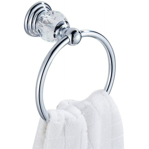 ABPETE Crystal Towel Ring, Bathroom Hand Towel Holder Chrome Towel Rack Accessories Wall Mounted, Polished