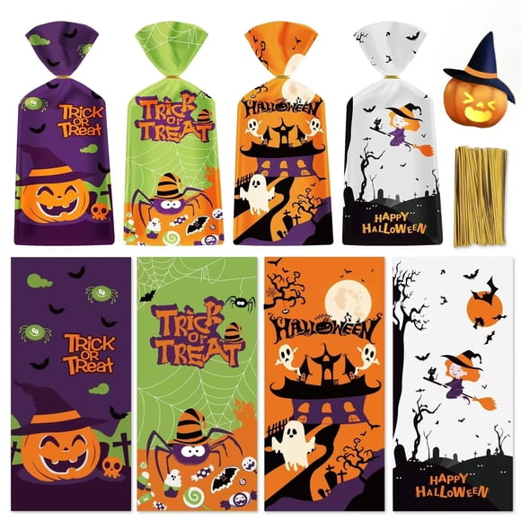 50 bolsas para dulces de Halloween Litmitfu con cierre, 13x28 cm, paquete de 50