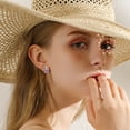 thumbnail image 4 of Cuoka Bunny Hoop Earrings 925 Sterling Silver Purple Zirconia Rabbit Earrings for Women 18K White Gold Plated Hypoallergenic Jewelry Birthday Xmas Gift for Sensitive Ears, 4 of 8