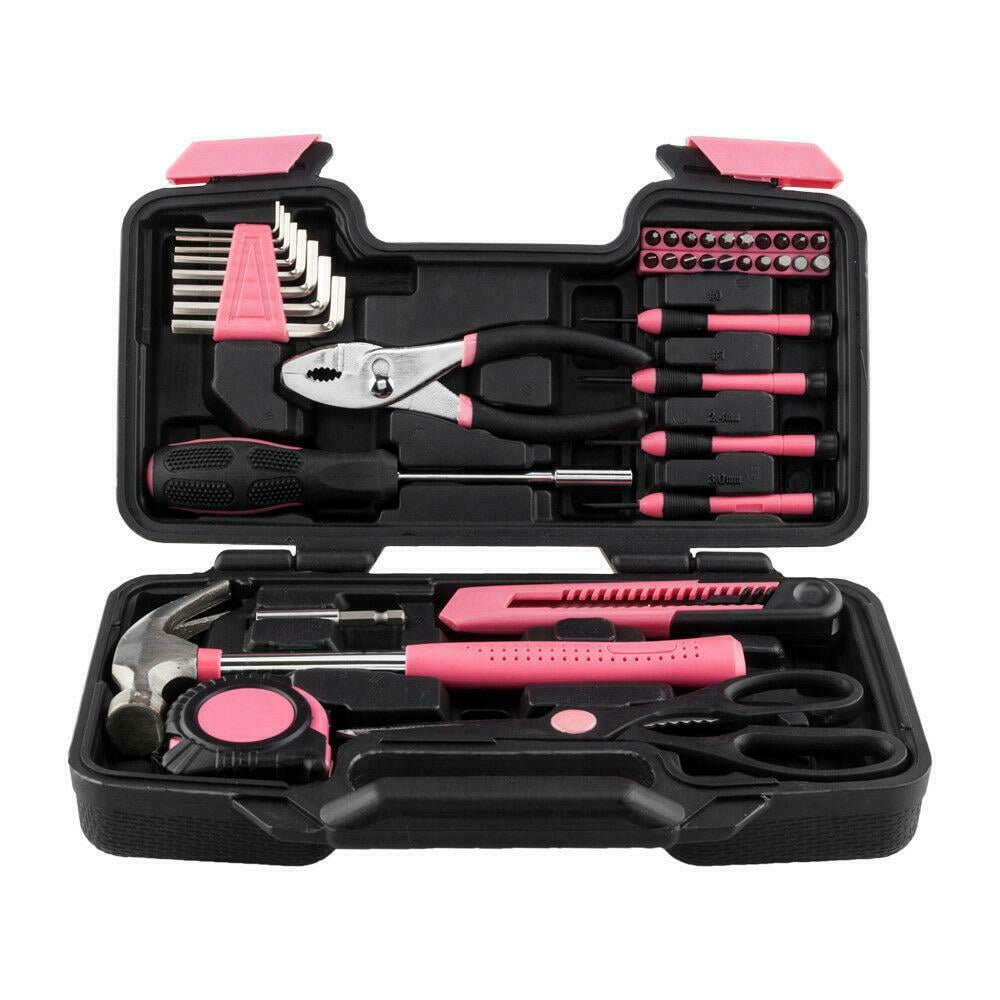 WORKPRO 103-Piece Pink Tool Kit with Easy Carrying Round Pouch 