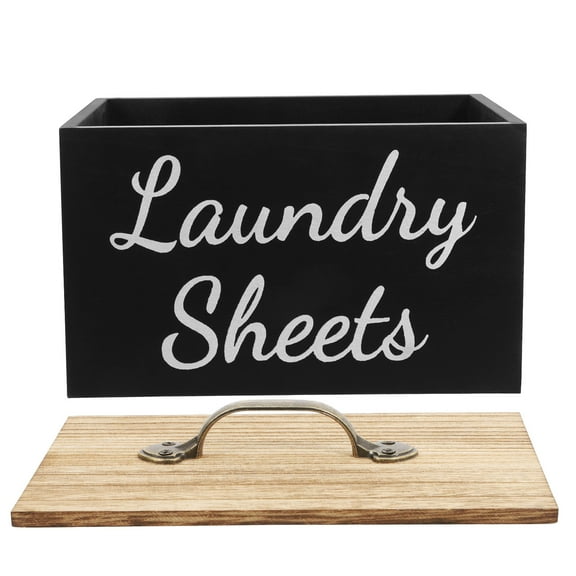 Soimiss Wood Dryer Sheet Holder Multifunctional Laundry Pod Container Home Organizer Black