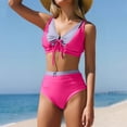 thumbnail image 2 of VBTAPA Women's High Waisted Bikini Sets Tummy Control Swimsuits Two Piece Color Block Keyhole Bathing Suit Daily Sales Hot Pink S, 2 of 8