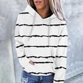 thumbnail image 2 of Jinhomg Women's Striped Print Sweatshirts Fall Casual Comfy Long Sleeve Hoodie Lightweight Loose Fit Kangaroo Pocket Sweatshirt with Drawstring Winter Saving White S, 2 of 6