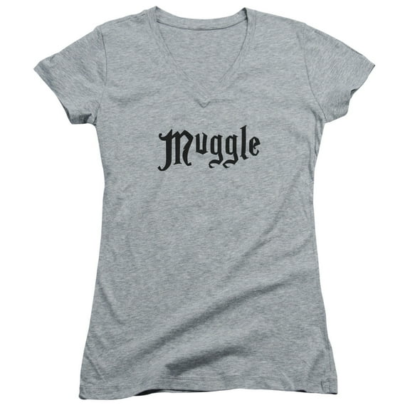 Trevco HP1002F-JV-1 Harry Potter & Muggle-Junior V-Neck T-Shirt, Athletic Heather - Small