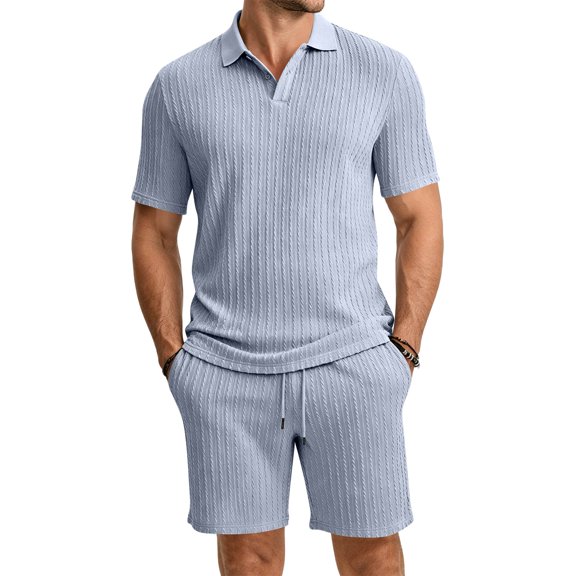 Clossjun Summer Beach Outfits 2 Piece Short Sleeve Shirts for Male Shorts Vacation Outfits Sets for Men