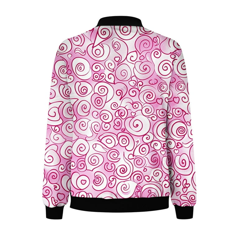 Luxalzxs Womens Breast Cancer Jacket Pink Ribbon Print Long Sleeve