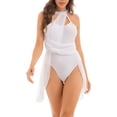 thumbnail image 2 of CHICTRY Costume de Danse Lyrique pour Femmes Robe Sans Manches Asymétrique Contemporain Ballet Danse Moderne Blanc A m, 2 of 6