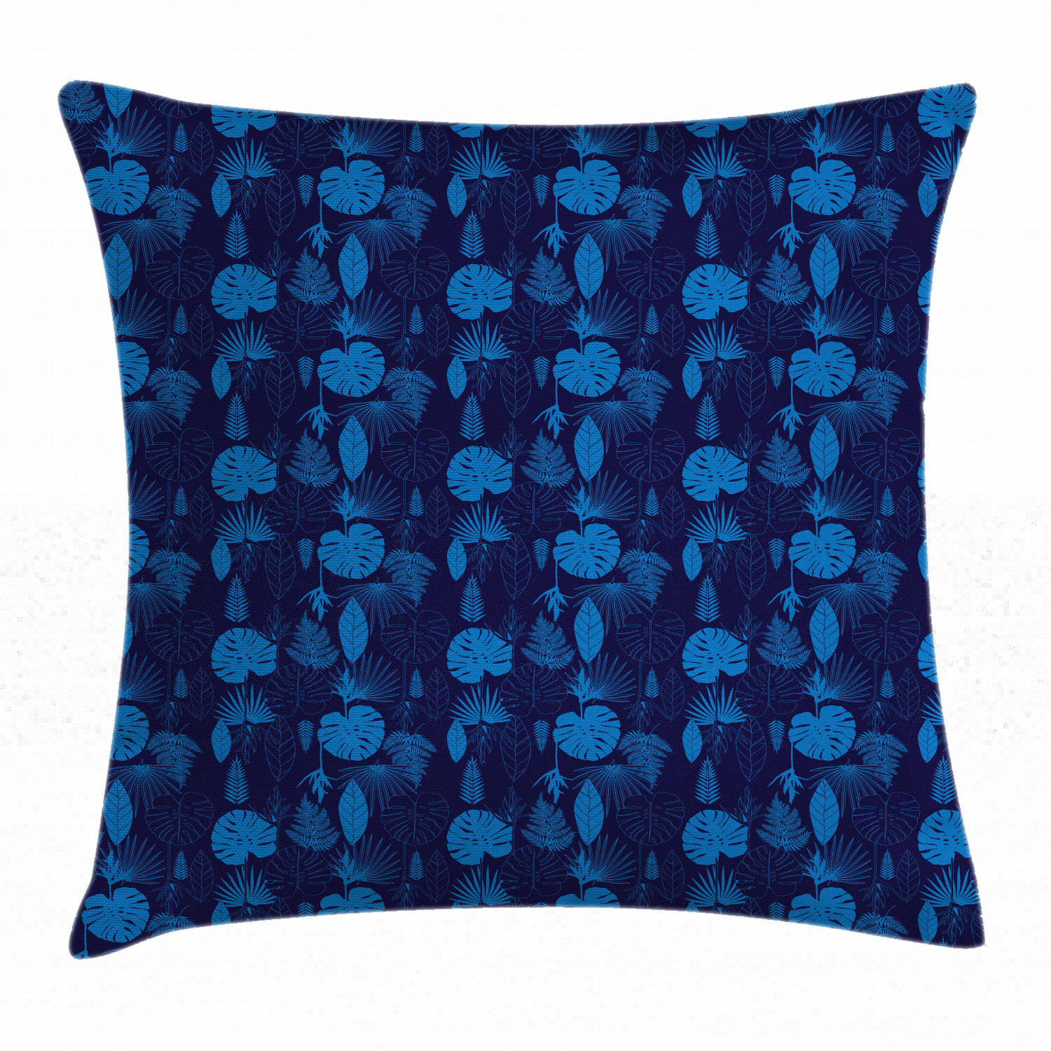 Indigo Palm Beach Exotic Throw Pillow Cushion Cover, Artsy Tropical Plants Palm Tree Leaves Jungle Leafage Botanical Hawaii Theme, Decorative Square Accent Pillow Case, 24 X 24 Inches, Cobalt Blue Indigo, by Ambesonne ()