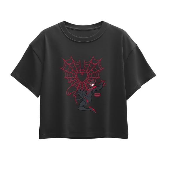 Spider-Man - Miles Morales Web Heart Short Sleeve Boxy Graphic T-Shirt