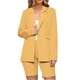 thumbnail image 1 of Puntoco Traje de negocios para mujer, trajes de 2 piezas, manga larga, cuello vuelto, tops, pantalones cortos sólidos Puntoco Puntoco-3118, 1 of 9