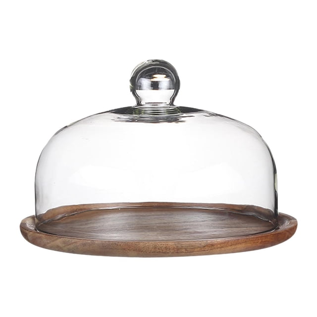 Soporte para tartas de Bambú con forma de cúpula Perfecl bandeja para postres a prueba de polvo Marrón oscuro M